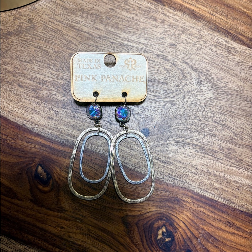 Pink Panache Silver and Iridescent Dangle Earrings
